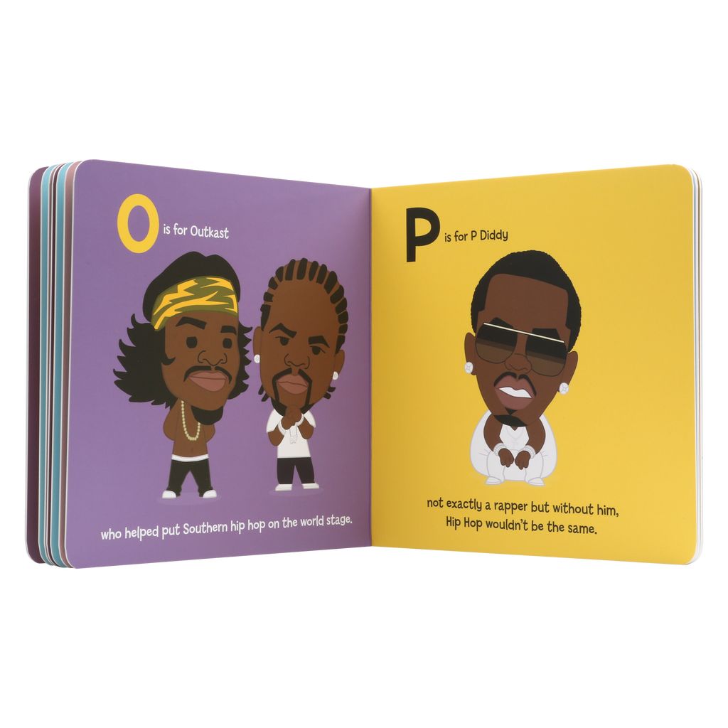 O and P pages of abc hip hop book with Outkast and P. Diddy