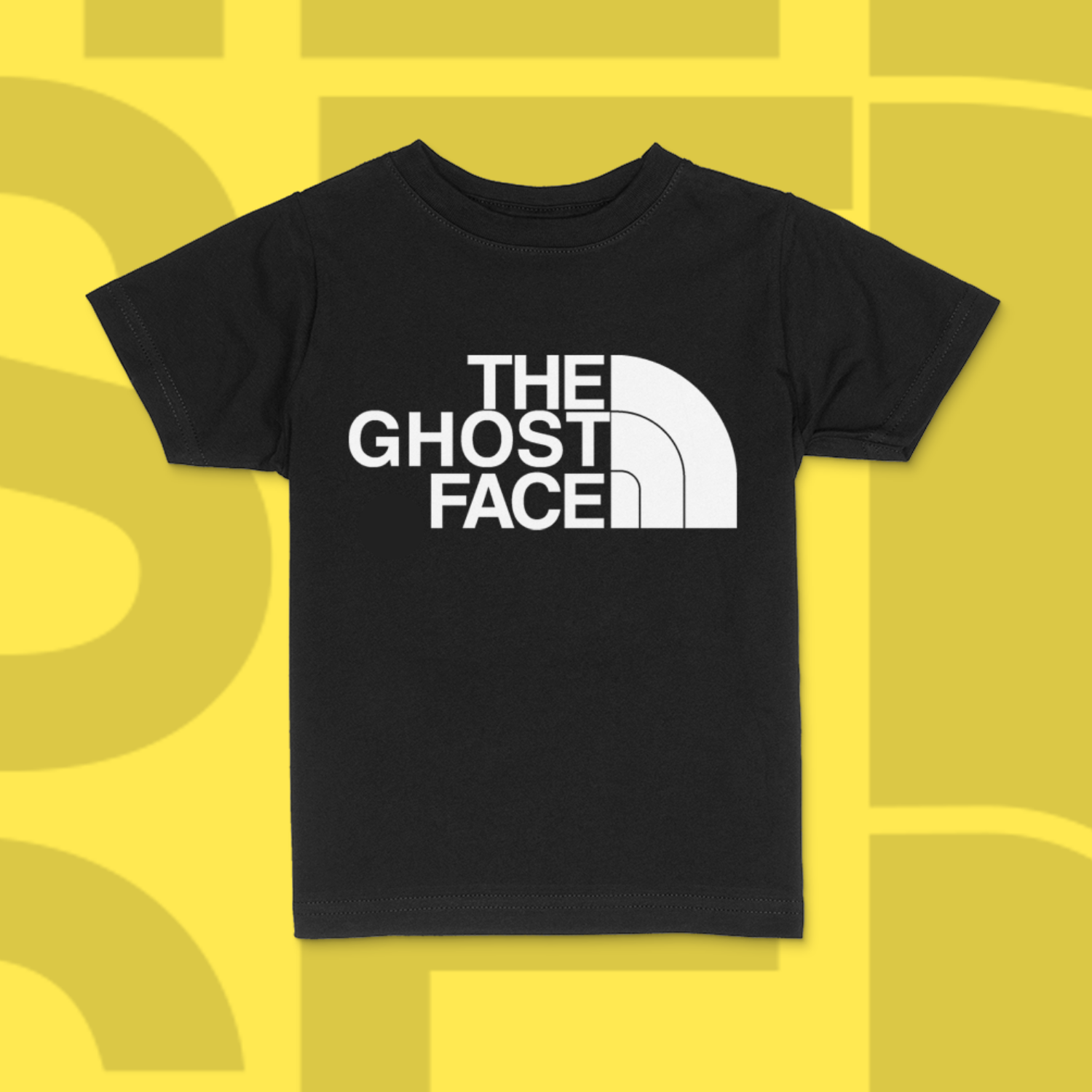 Black Ghostface short sleeve t-shirt in North Face logo style