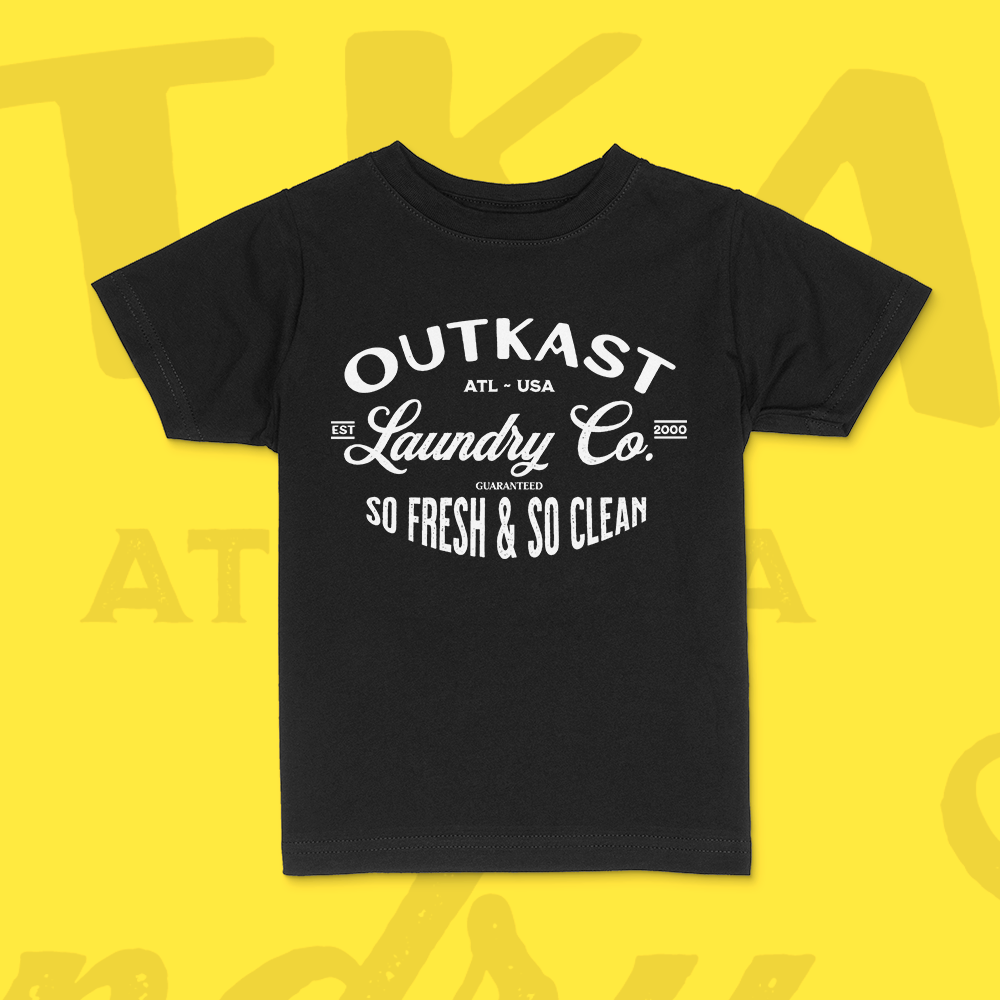 Black "Outkast Laundry Company" logo short sleeve t-shirt with So Fresh & So Clean tagline